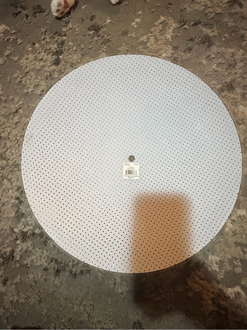 15-inch round glass light diffuser featuring a clear dot/polka-dot pattern